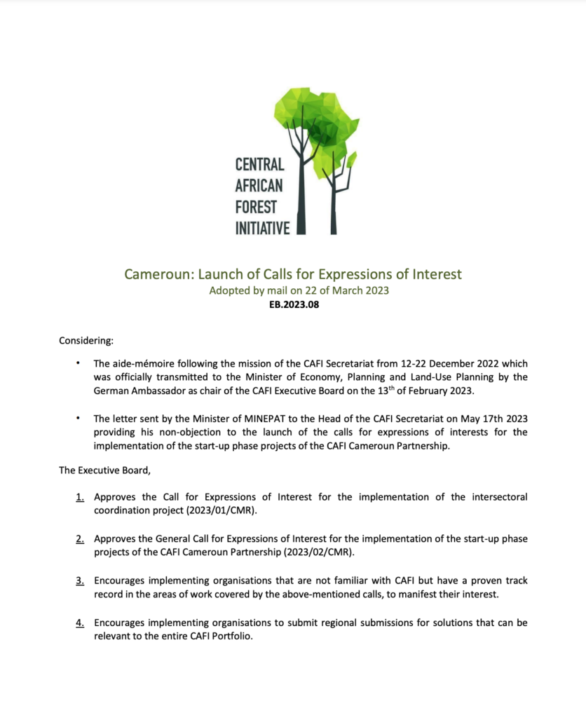 Cameroun: Launch of Calls for Expressions of Interest